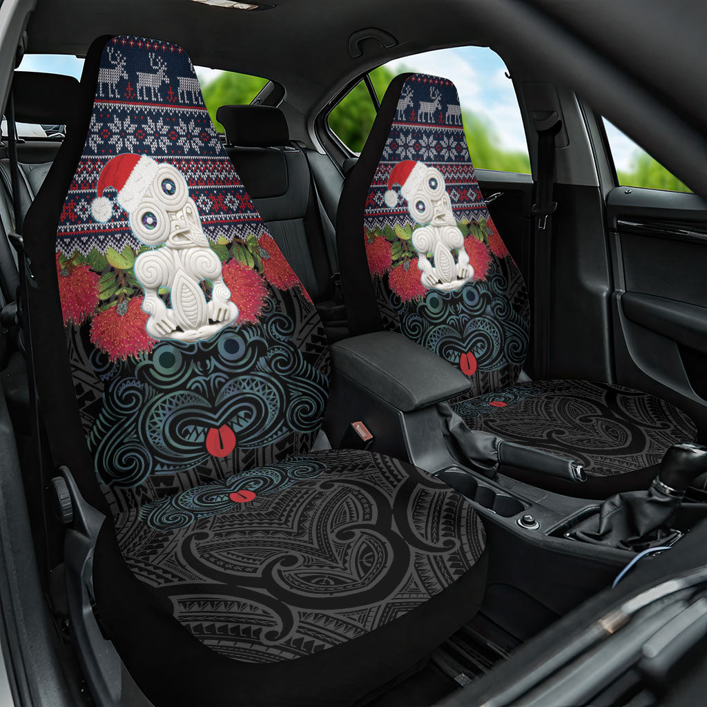 New Zealand Hei Tiki Christmas In July Car Seat Cover Pohutukawa Santa Xmas Polynesian Pattern