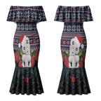 New Zealand Hei Tiki Christmas In July Couples Matching Mermaid Dress and Long Sleeve Button Shirt Pohutukawa Santa Xmas Polynesian Pattern LT22