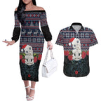 New Zealand Hei Tiki Christmas In July Couples Matching Off The Shoulder Long Sleeve Dress and Hawaiian Shirt Pohutukawa Santa Xmas Polynesian Pattern