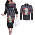 New Zealand Hei Tiki Christmas In July Couples Matching Off The Shoulder Long Sleeve Dress and Long Sleeve Button Shirt Pohutukawa Santa Xmas Polynesian Pattern