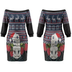 New Zealand Hei Tiki Christmas In July Couples Matching Off The Shoulder Long Sleeve Dress and Long Sleeve Button Shirt Pohutukawa Santa Xmas Polynesian Pattern LT22