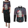 New Zealand Hei Tiki Christmas In July Couples Matching Puletasi and Long Sleeve Button Shirt Pohutukawa Santa Xmas Polynesian Pattern