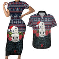 New Zealand Hei Tiki Christmas In July Couples Matching Short Sleeve Bodycon Dress and Hawaiian Shirt Pohutukawa Santa Xmas Polynesian Pattern