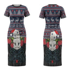 New Zealand Hei Tiki Christmas In July Couples Matching Short Sleeve Bodycon Dress and Long Sleeve Button Shirt Pohutukawa Santa Xmas Polynesian Pattern LT22