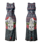 New Zealand Hei Tiki Christmas In July Couples Matching Tank Maxi Dress and Long Sleeve Button Shirt Pohutukawa Santa Xmas Polynesian Pattern LT22