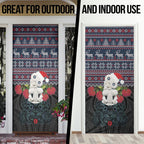 New Zealand Hei Tiki Christmas In July Door Cover Pohutukawa Santa Xmas Polynesian Pattern