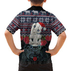 New Zealand Hei Tiki Christmas In July Family Matching Long Sleeve Bodycon Dress and Hawaiian Shirt Pohutukawa Santa Xmas Polynesian Pattern
