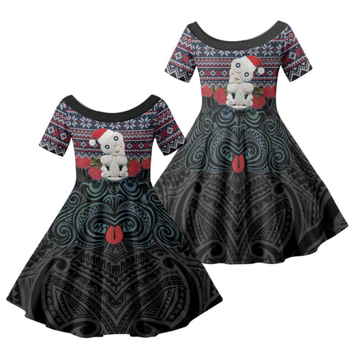 New Zealand Hei Tiki Christmas In July Family Matching Mermaid Dress and Hawaiian Shirt Pohutukawa Santa Xmas Polynesian Pattern
