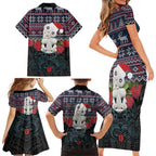 New Zealand Hei Tiki Christmas In July Family Matching Short Sleeve Bodycon Dress and Hawaiian Shirt Pohutukawa Santa Xmas Polynesian Pattern