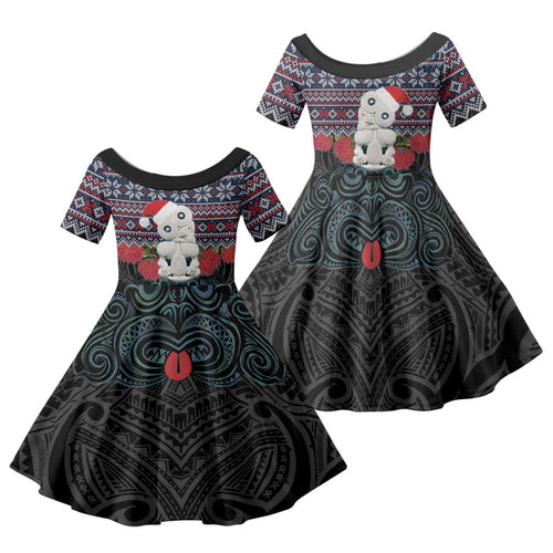 New Zealand Hei Tiki Christmas In July Family Matching Summer Maxi Dress and Hawaiian Shirt Pohutukawa Santa Xmas Polynesian Pattern