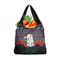 New Zealand Hei Tiki Christmas In July Grocery Bag Pohutukawa Santa Xmas Polynesian Pattern