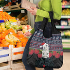 New Zealand Hei Tiki Christmas In July Grocery Bag Pohutukawa Santa Xmas Polynesian Pattern