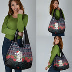 New Zealand Hei Tiki Christmas In July Grocery Bag Pohutukawa Santa Xmas Polynesian Pattern