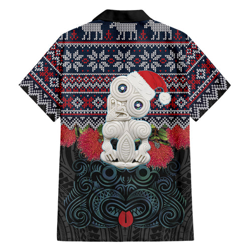 New Zealand Hei Tiki Christmas In July Hawaiian Shirt Pohutukawa Santa Xmas Polynesian Pattern