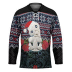 New Zealand Hei Tiki Christmas In July Hockey Jersey Pohutukawa Santa Xmas Polynesian Pattern