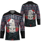 New Zealand Hei Tiki Christmas In July Hockey Jersey Pohutukawa Santa Xmas Polynesian Pattern