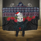 New Zealand Hei Tiki Christmas In July Hooded Blanket Pohutukawa Santa Xmas Polynesian Pattern