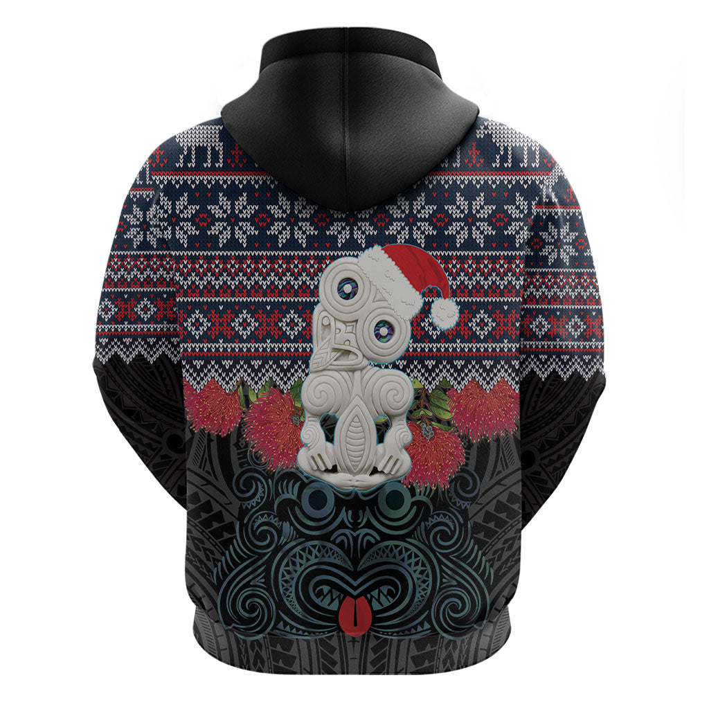 New Zealand Hei Tiki Christmas In July Hoodie Pohutukawa Santa Xmas Polynesian Pattern