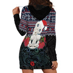New Zealand Hei Tiki Christmas In July Hoodie Dress Pohutukawa Santa Xmas Polynesian Pattern