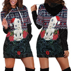 New Zealand Hei Tiki Christmas In July Hoodie Dress Pohutukawa Santa Xmas Polynesian Pattern