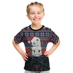 New Zealand Hei Tiki Christmas In July Kid T Shirt Pohutukawa Santa Xmas Polynesian Pattern