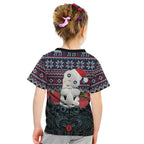 New Zealand Hei Tiki Christmas In July Kid T Shirt Pohutukawa Santa Xmas Polynesian Pattern
