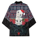 New Zealand Hei Tiki Christmas In July Kimono Pohutukawa Santa Xmas Polynesian Pattern