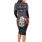 New Zealand Hei Tiki Christmas In July Long Sleeve Bodycon Dress Pohutukawa Santa Xmas Polynesian Pattern