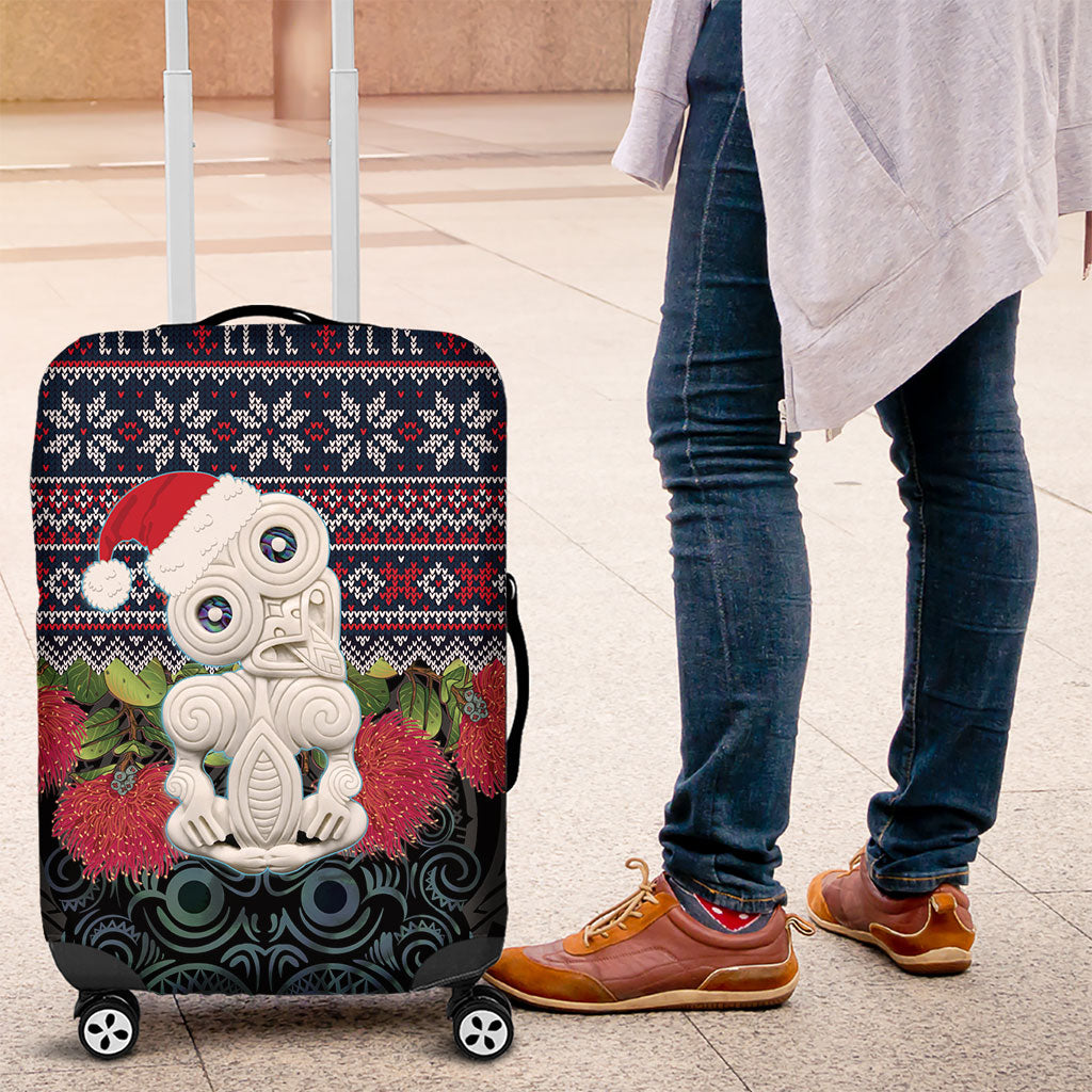 New Zealand Hei Tiki Christmas In July Luggage Cover Pohutukawa Santa Xmas Polynesian Pattern