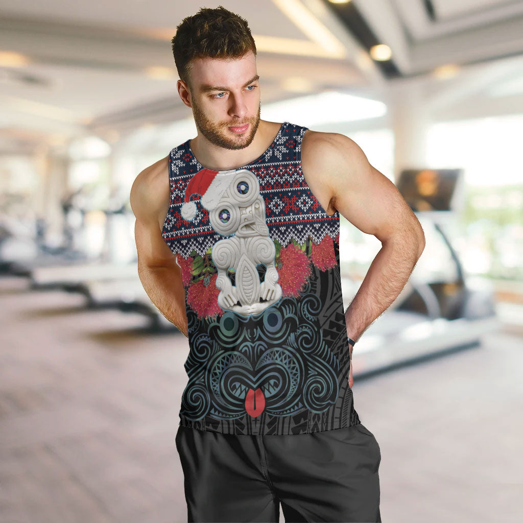 New Zealand Hei Tiki Christmas In July Men Tank Top Pohutukawa Santa Xmas Polynesian Pattern
