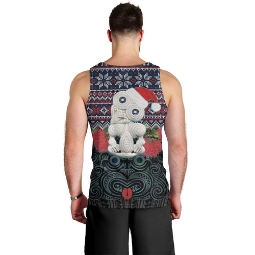 New Zealand Hei Tiki Christmas In July Men Tank Top Pohutukawa Santa Xmas Polynesian Pattern