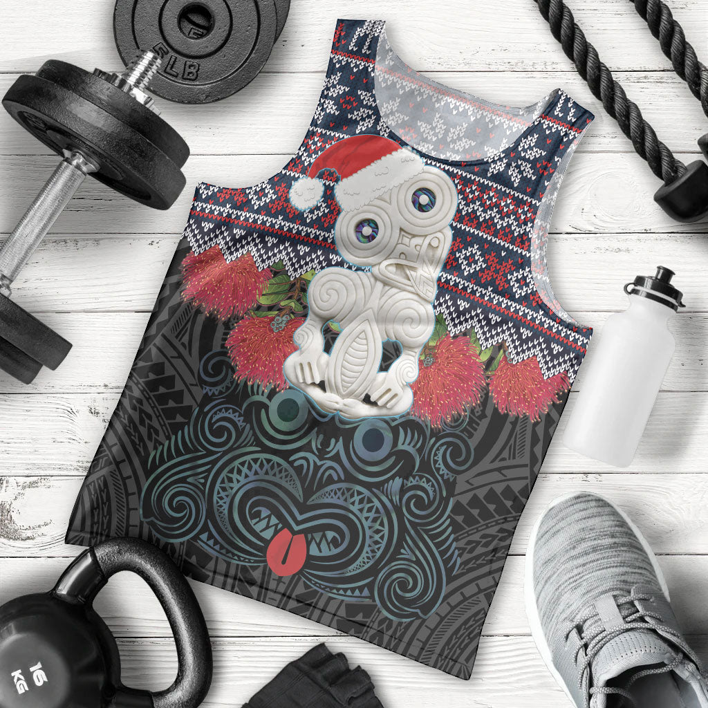 New Zealand Hei Tiki Christmas In July Men Tank Top Pohutukawa Santa Xmas Polynesian Pattern