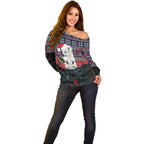 New Zealand Hei Tiki Christmas In July Off Shoulder Sweater Pohutukawa Santa Xmas Polynesian Pattern