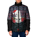 New Zealand Hei Tiki Christmas In July Padded Jacket Pohutukawa Santa Xmas Polynesian Pattern