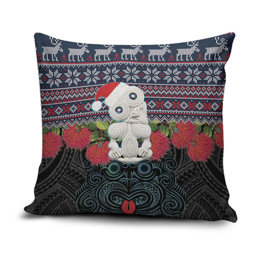 New Zealand Hei Tiki Christmas In July Pillow Cover Pohutukawa Santa Xmas Polynesian Pattern