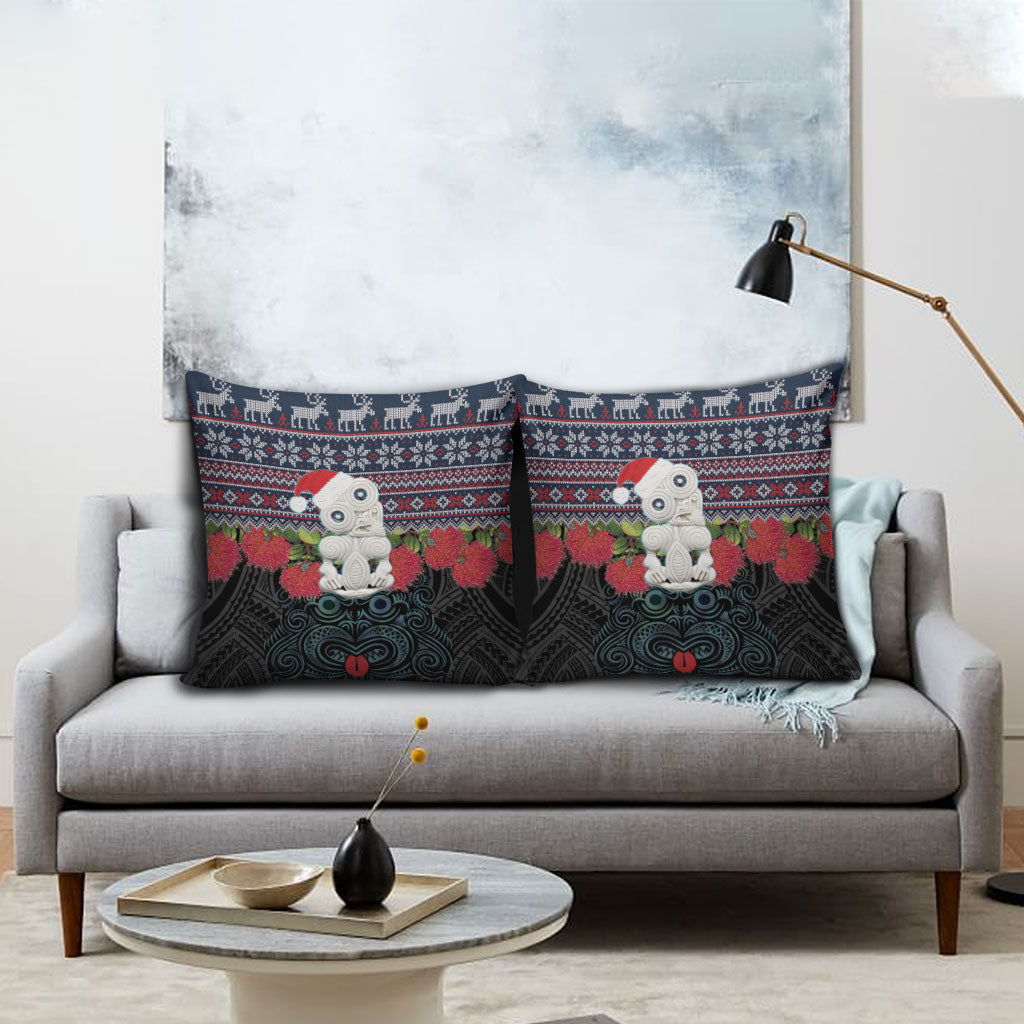 New Zealand Hei Tiki Christmas In July Pillow Cover Pohutukawa Santa Xmas Polynesian Pattern