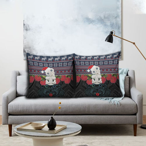 New Zealand Hei Tiki Christmas In July Pillow Cover Pohutukawa Santa Xmas Polynesian Pattern