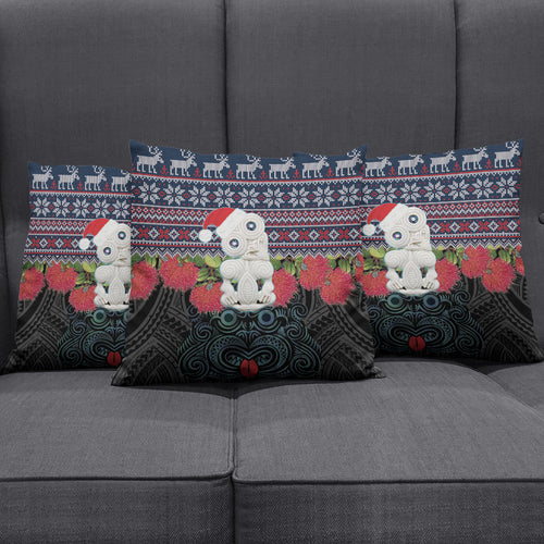 New Zealand Hei Tiki Christmas In July Pillow Cover Pohutukawa Santa Xmas Polynesian Pattern