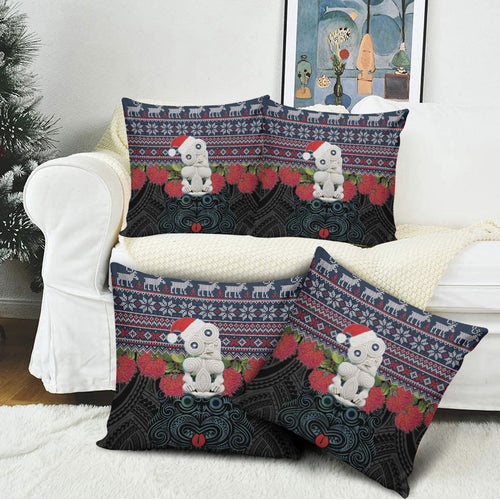 New Zealand Hei Tiki Christmas In July Pillow Cover Pohutukawa Santa Xmas Polynesian Pattern