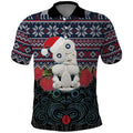 New Zealand Hei Tiki Christmas In July Polo Shirt Pohutukawa Santa Xmas Polynesian Pattern