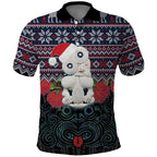 New Zealand Hei Tiki Christmas In July Polo Shirt Pohutukawa Santa Xmas Polynesian Pattern