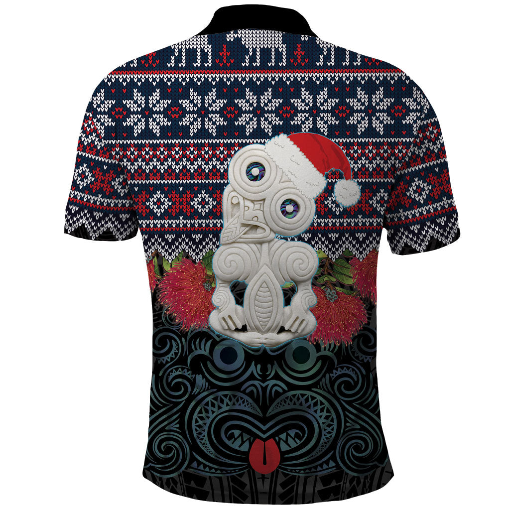 New Zealand Hei Tiki Christmas In July Polo Shirt Pohutukawa Santa Xmas Polynesian Pattern