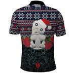 New Zealand Hei Tiki Christmas In July Polo Shirt Pohutukawa Santa Xmas Polynesian Pattern