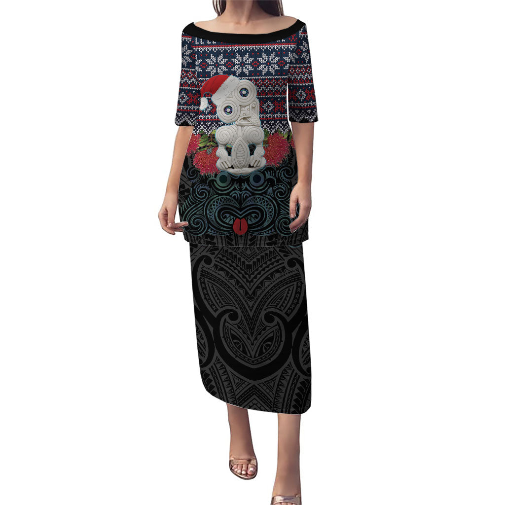 New Zealand Hei Tiki Christmas In July Puletasi Pohutukawa Santa Xmas Polynesian Pattern