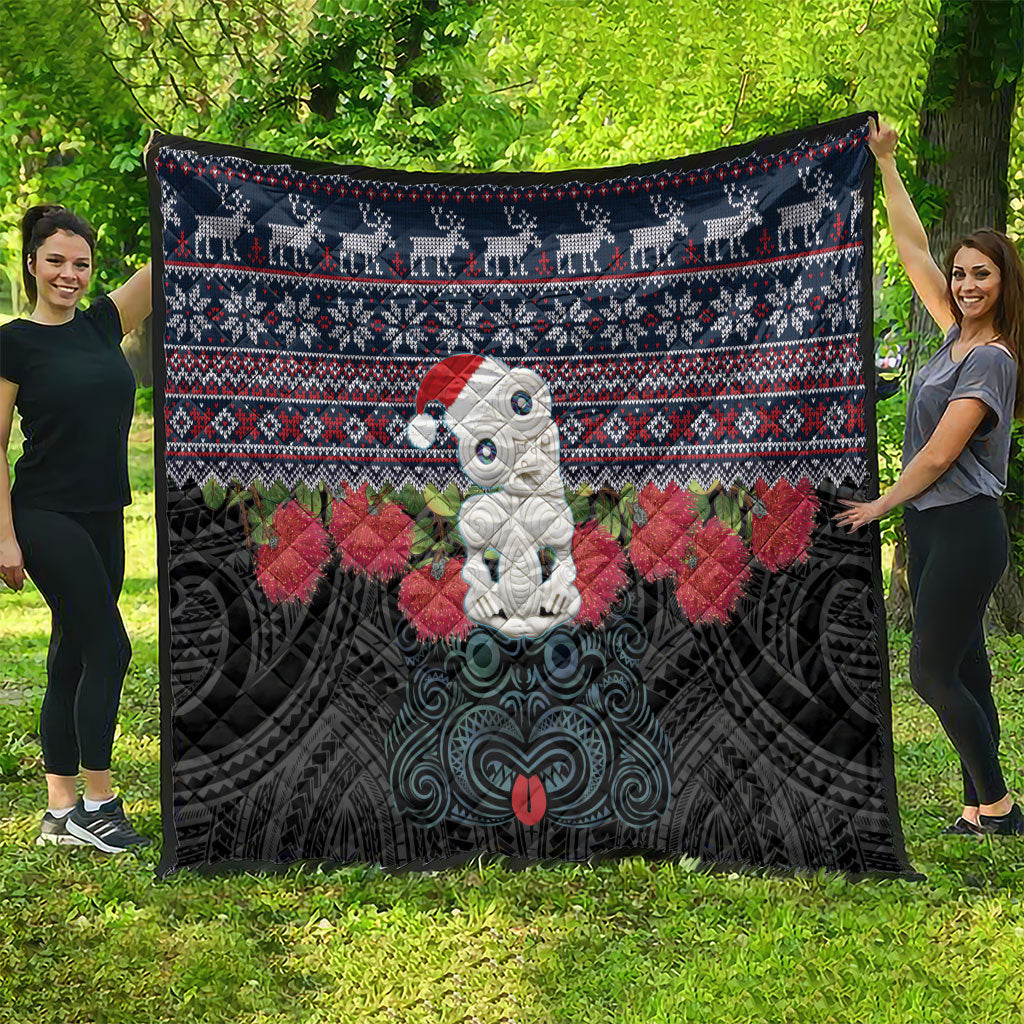 New Zealand Hei Tiki Christmas In July Quilt Pohutukawa Santa Xmas Polynesian Pattern