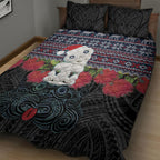 New Zealand Hei Tiki Christmas In July Quilt Bed Set Pohutukawa Santa Xmas Polynesian Pattern