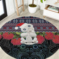 New Zealand Hei Tiki Christmas In July Round Carpet Pohutukawa Santa Xmas Polynesian Pattern