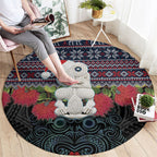 New Zealand Hei Tiki Christmas In July Round Carpet Pohutukawa Santa Xmas Polynesian Pattern