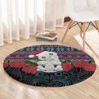 New Zealand Hei Tiki Christmas In July Round Carpet Pohutukawa Santa Xmas Polynesian Pattern