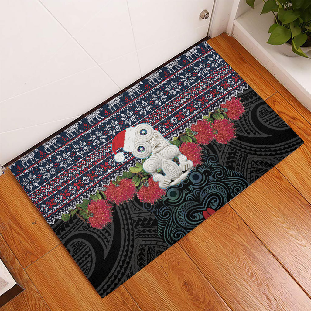 New Zealand Hei Tiki Christmas In July Rubber Doormat Pohutukawa Santa Xmas Polynesian Pattern